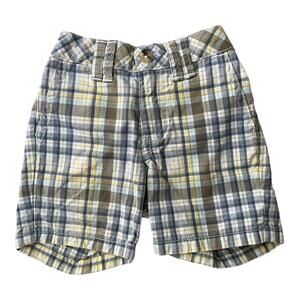 Janie and Jack Plaid Shorts Yellow Blue Cotton Pockets Boy's 3-6 months
